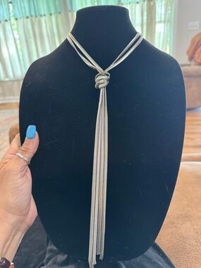 Silver Multi-Strand Knot Lariat Necklace